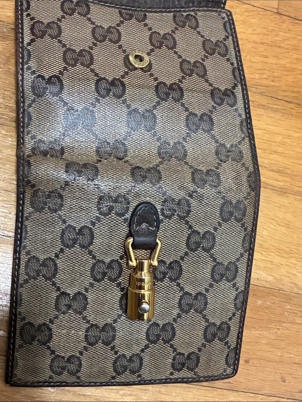 Gucci Monogram Crystal GG Compact Fold wallet beige with box Authentic - Picture 15 of 17